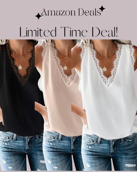 Amazon deals / BLENCOT Women Lace Trim Tank Tops V Neck Fashion Casual Sleeveless Blouse Vest Shirts / summer top / work top / workwear / work outfit / summer outfit / country concert outfit 

#LTKSaleAlert #LTKWorkwear #LTKFestival