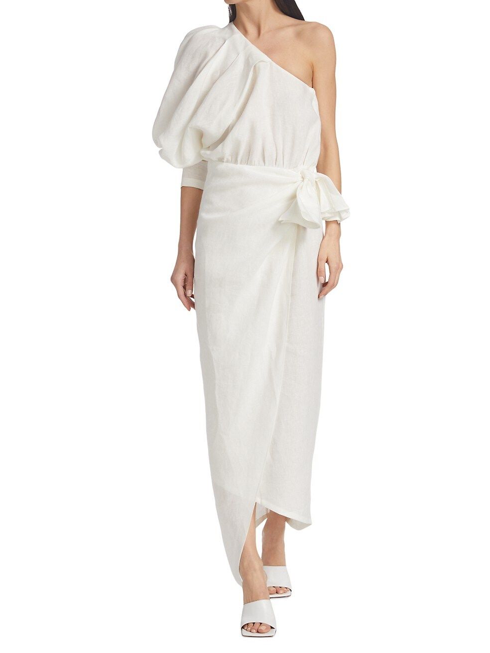 Piece of White Galilia One-Shoulder Linen Midi-Dress | Saks Fifth Avenue