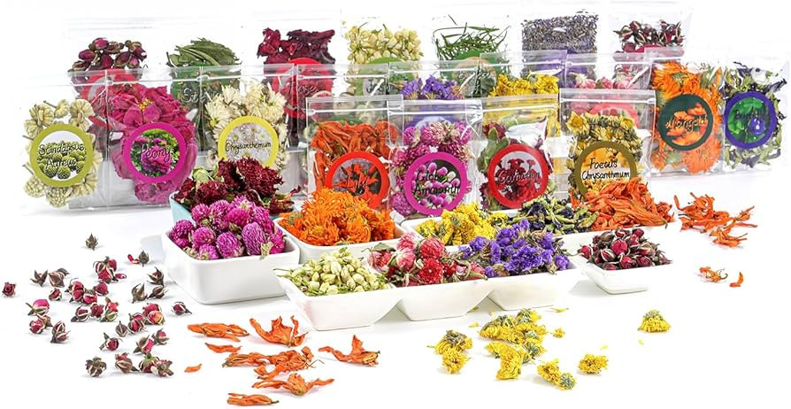 Natural Dried Fruit and Flower Kit for DIY Crafts - 25 Bags, Ideal for Soap Making, Candle Making... | Amazon (US)