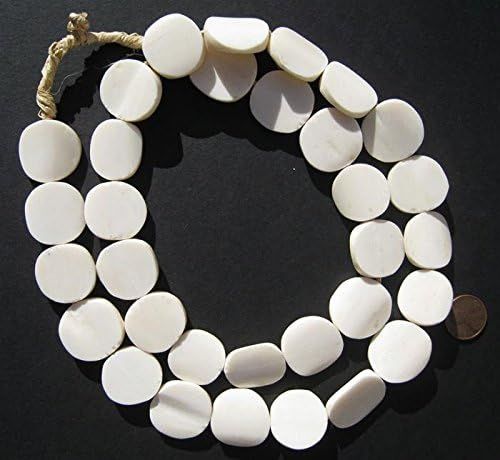 White Bone Beads - Full Strand of Fair Trade African Beads - The Bead Chest (Circular, White) | Amazon (US)
