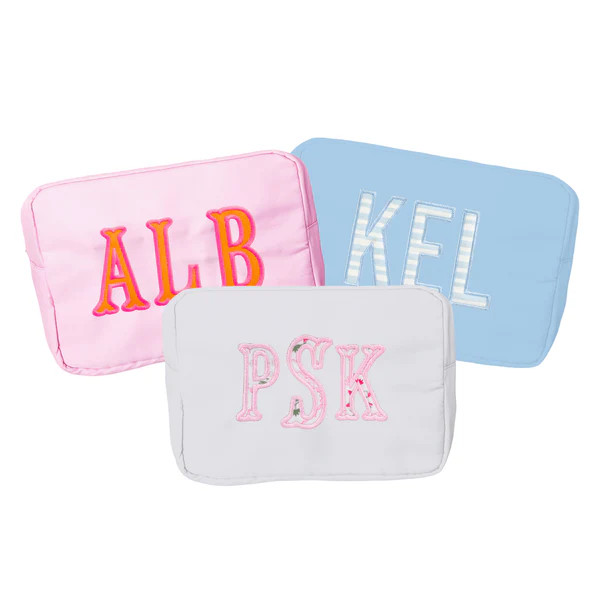 Embroidered Extra Large Nylon Pouch with Applique | Sprinkled With Pink