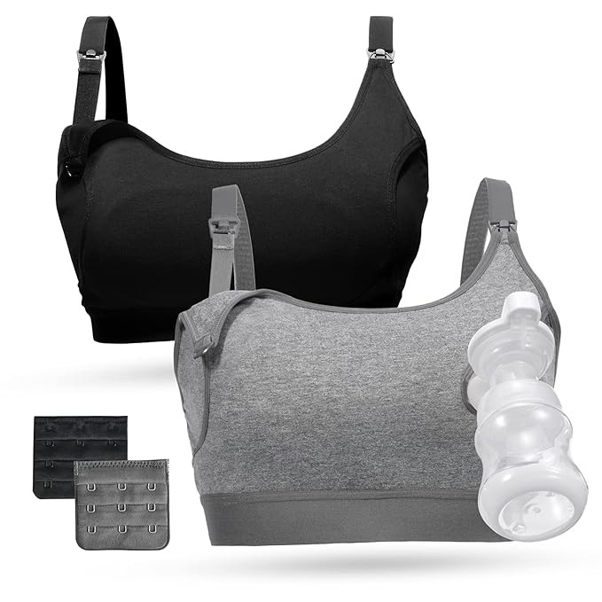 Pumping Bra, Momcozy Hands Free Pumping Bras for Women 2 Pack Supportive Comfortable All Day Wear... | Amazon (US)