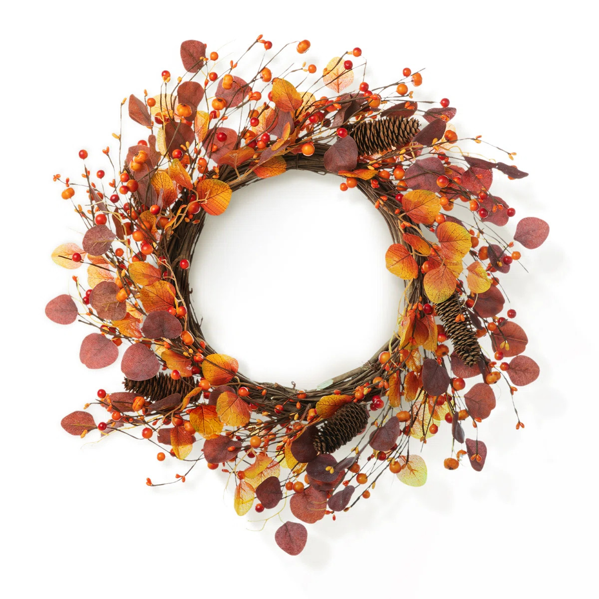 22" Faux Eucalyptus & Berry Fall Wreath | Wayfair North America