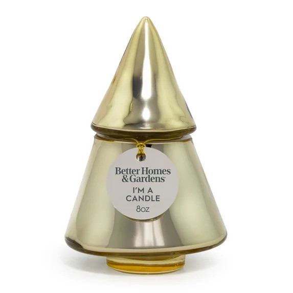 Better Homes & Gardens 1-Wick Metallic Glass Christmas Tree Candle, Cinnamon Buttercream, 8 oz | Walmart (US)