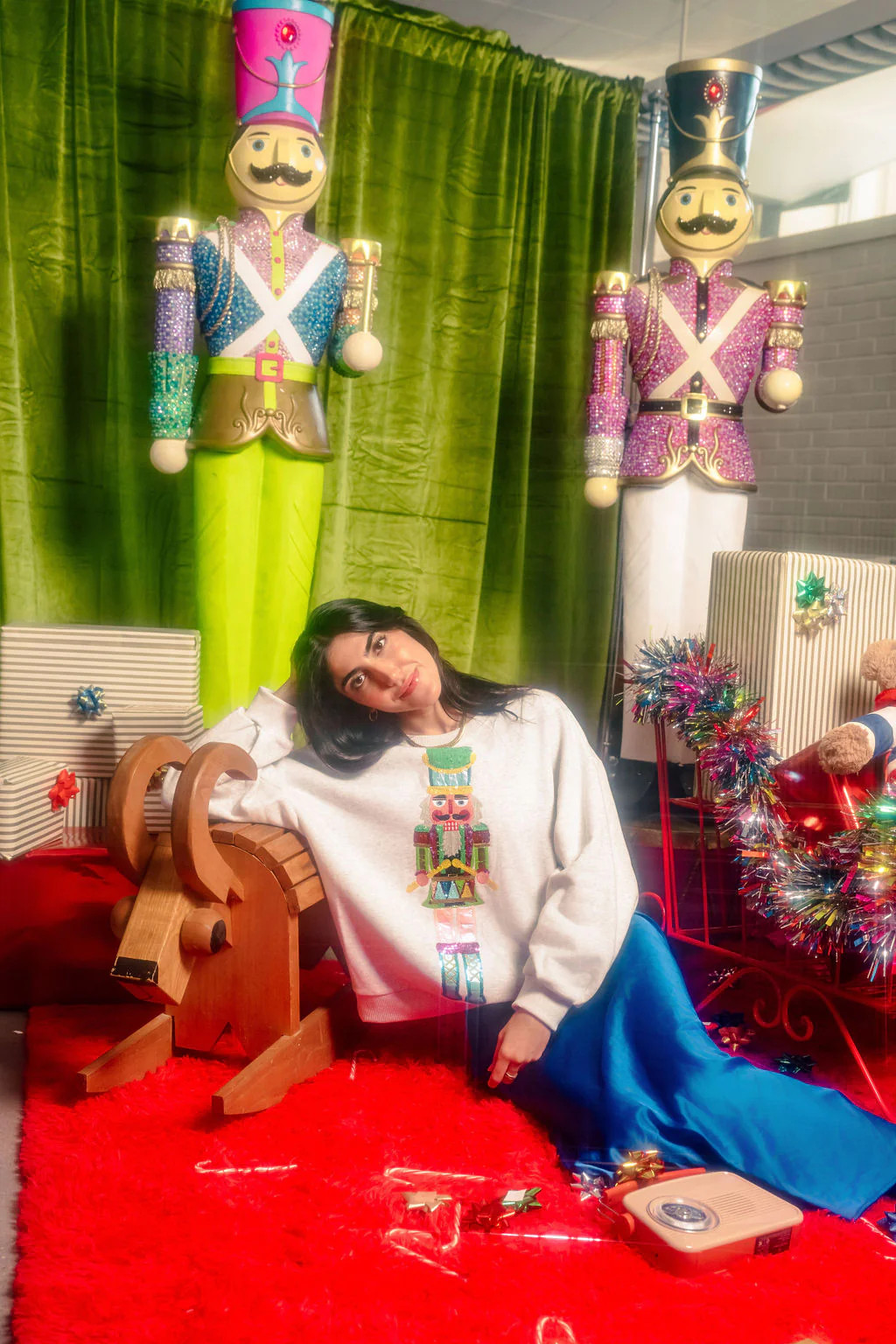 Grey Colorblock Drummer Nutcracker Sweatshirt | Queen of Sparkles