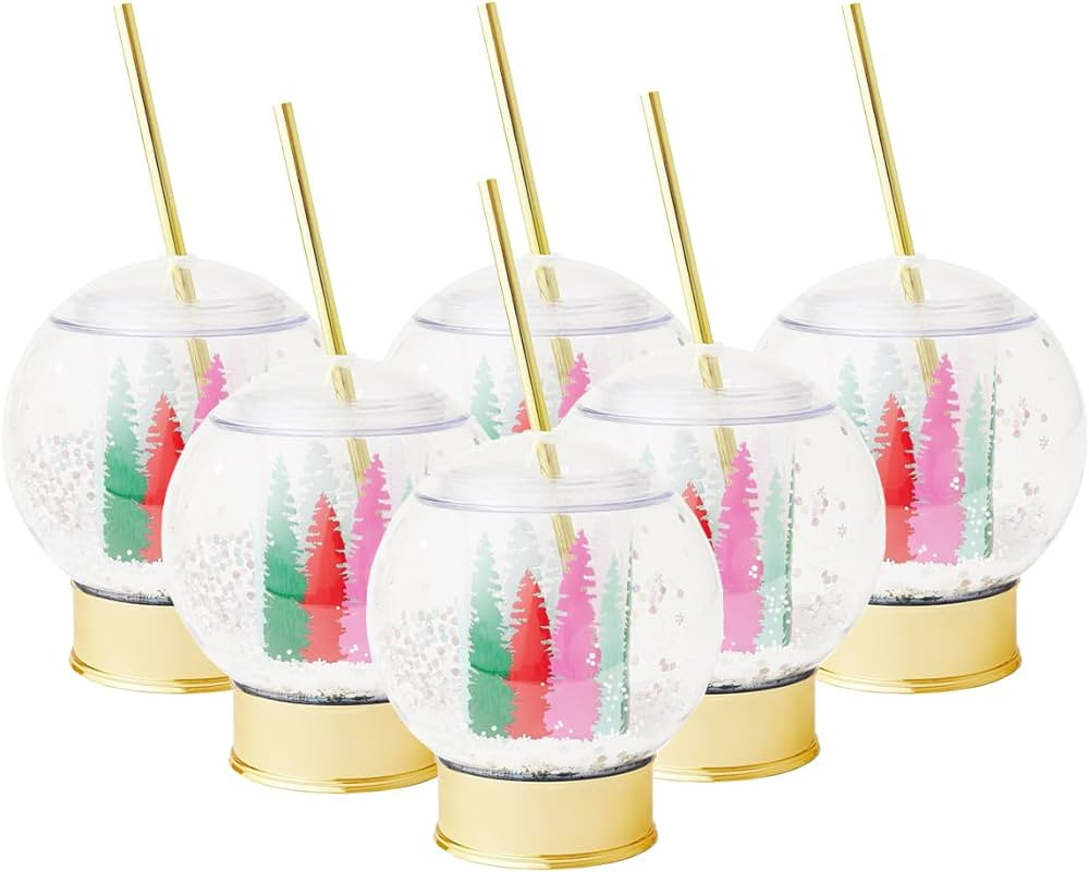 Packed Party Fun Novelty Snow Globe Drink Sipper Bottles Cup, Christmas Decoration for Party 14 o... | Amazon (US)