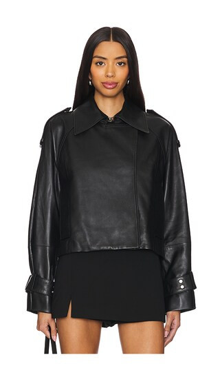 Ivy Oak Lilith Ann Leather Cropped Jacket in Black. Size 36. Also in 40. | Revolve Clothing (Global)
