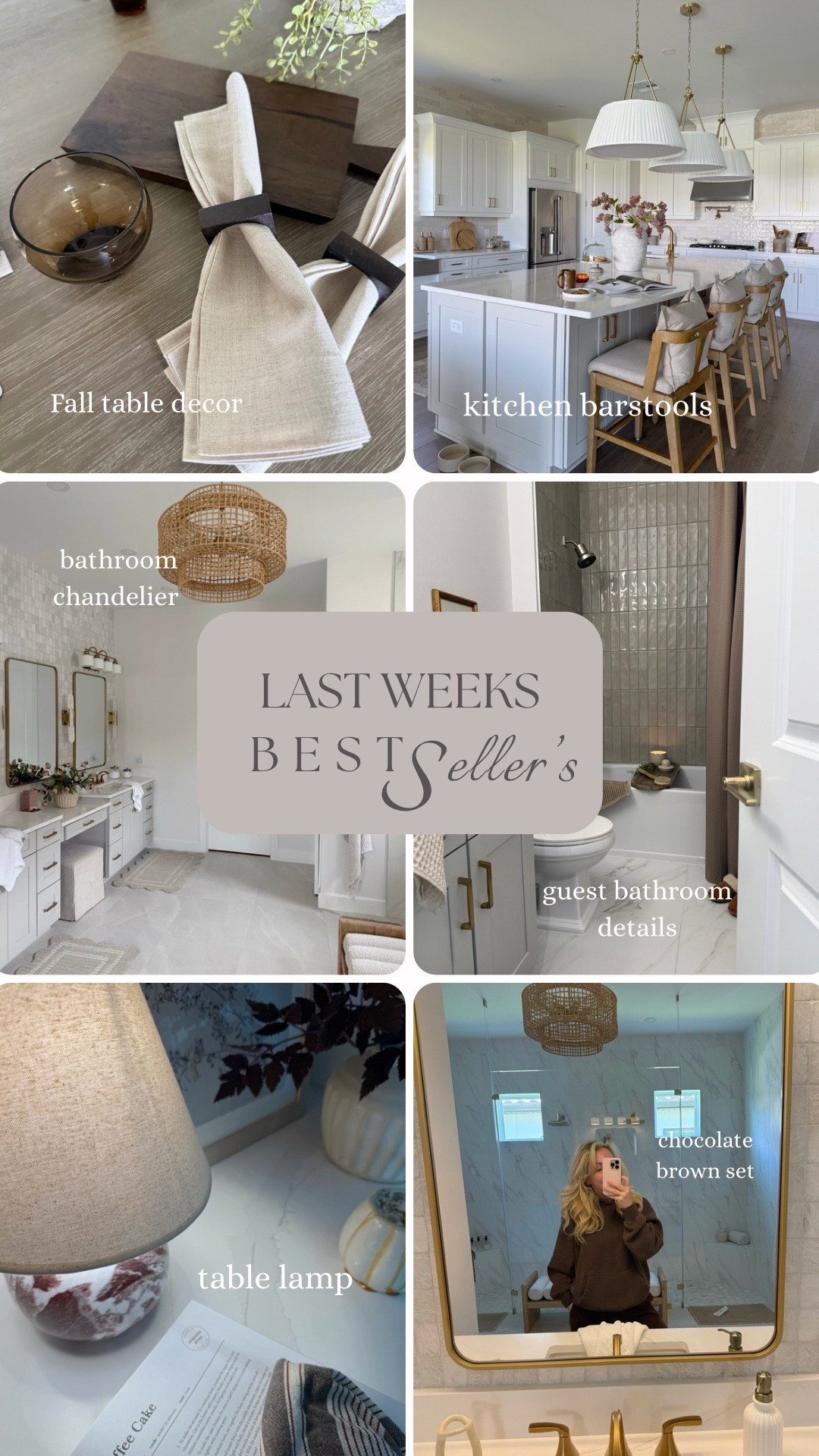 Last Weeks Best Sellers ✨


Bathroom chandelier, guest bathroom, shower tile, bathroom decor, kitchen barstools, marble table lamp, chocolate brown set, fall tablescape, fall table decor, fall decor 



#lastweekbestsellers #bestsellers #homedecor #bathroominspo #bathroomlighting #diningtabledecor.

#LTKSeasonal #LTKHome