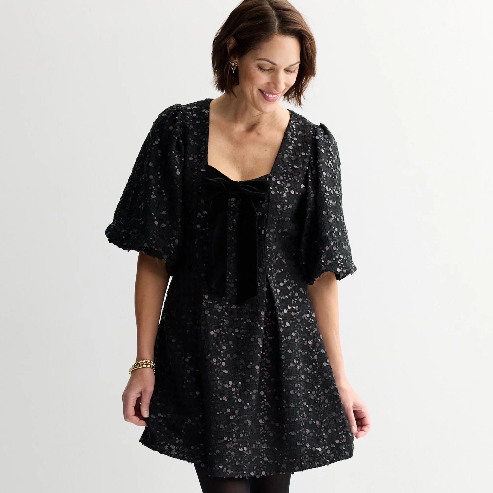 Women's MNK Sequin Puff Sleeve Dress | Kohl's