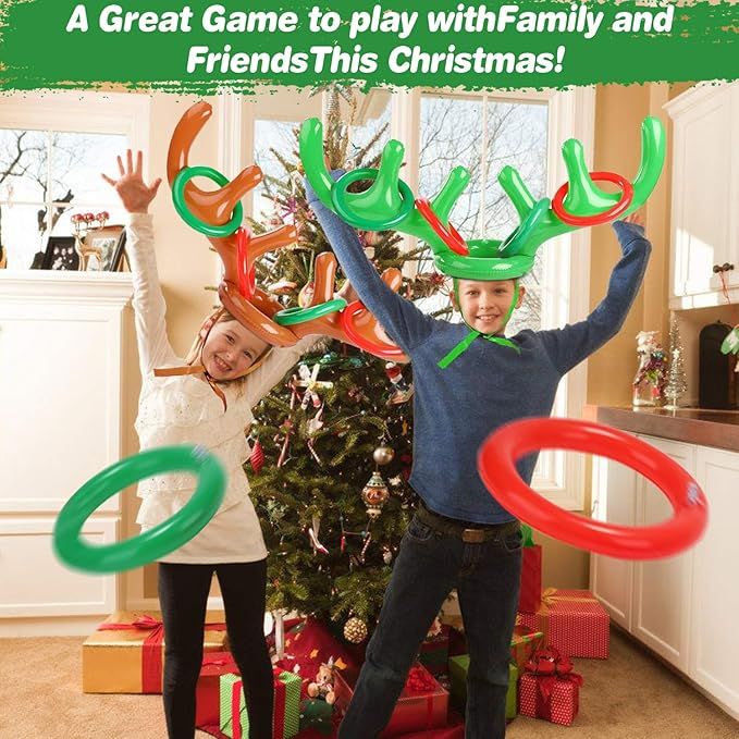Inflatable Reindeer Antler Ring Toss Game 2 Pack Christmas Party Game Headband Inflatable Toys fo... | Amazon (US)