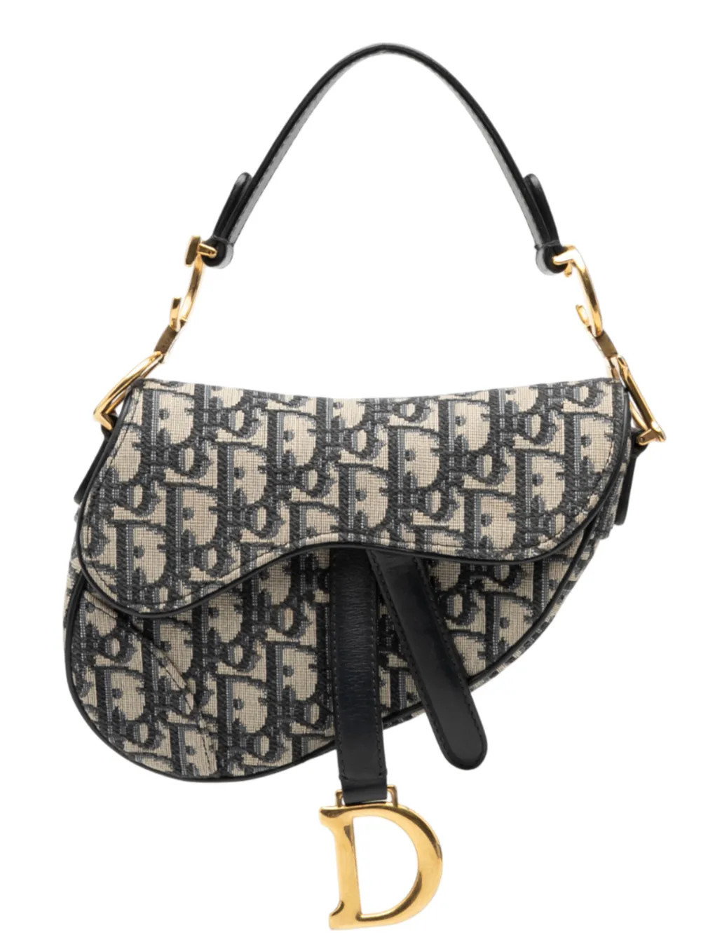 Christian Dior Pre-Owned 2018 Mini Oblique Canvas Saddle Bag satchel - Blue | Farfetch Global