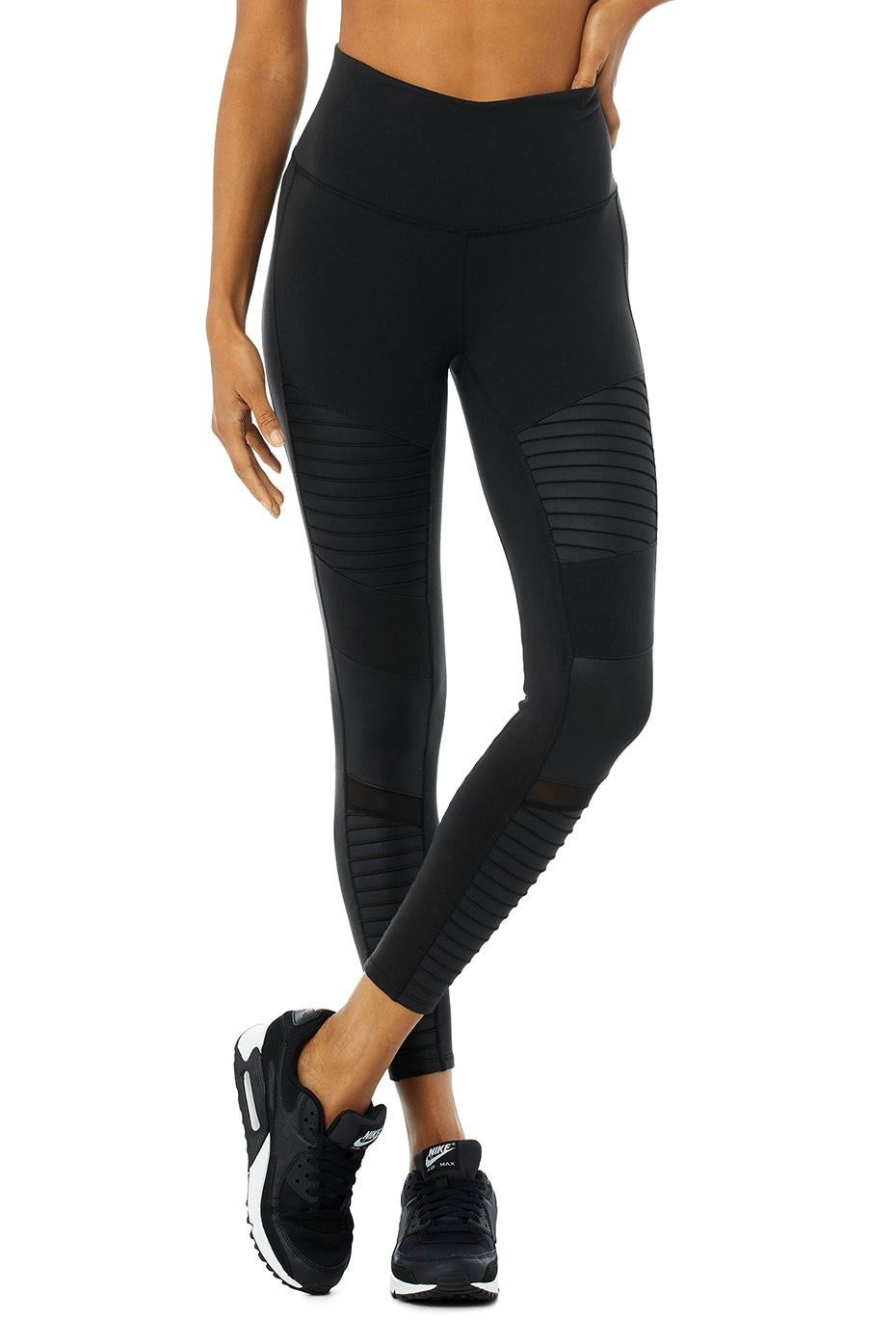 Alo YogaÅ½ | 7/8 High-Waist Moto Legging in Black, Size: Large | Alo Yoga (US)