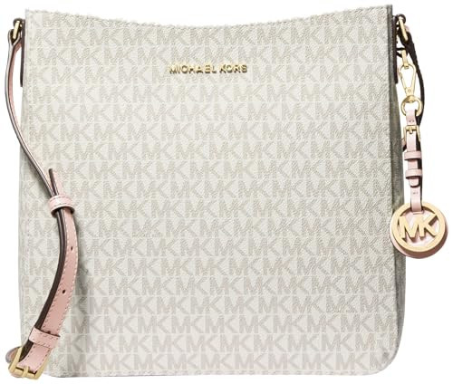 Michael Kors Jet Set Large Messenger Bag, Gold-Tone Hardware/Vanilla/Soft Pink | Amazon (US)