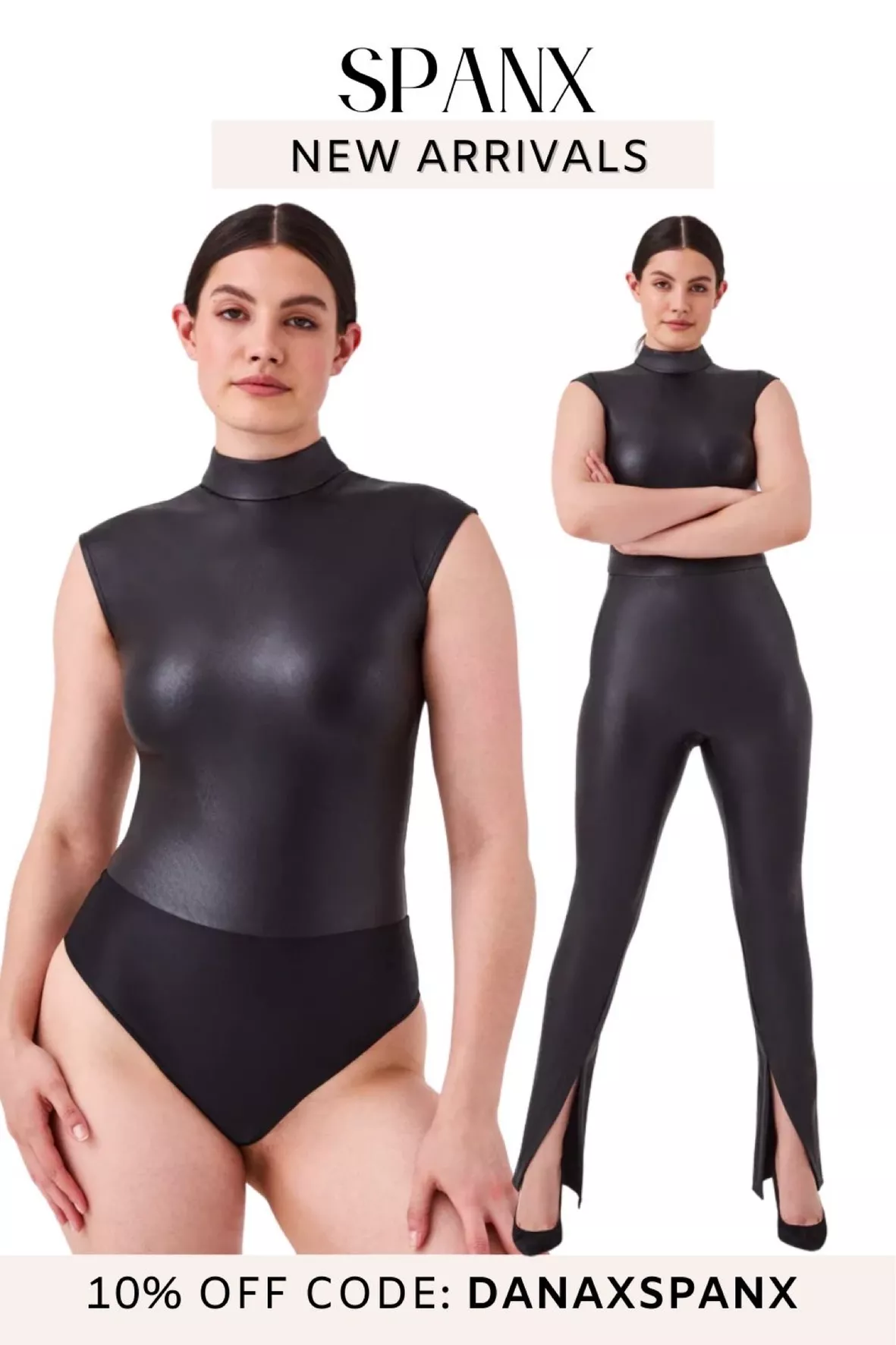 Leather-Like Mock Neck Bodysuit curated on LTK