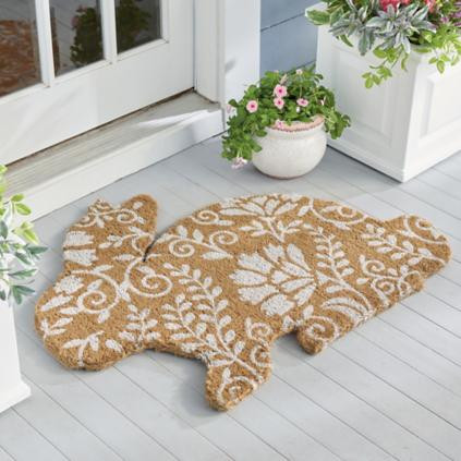 Botanical Bunny Shaped Coir Door Mat | Grandin Road | Grandin Road