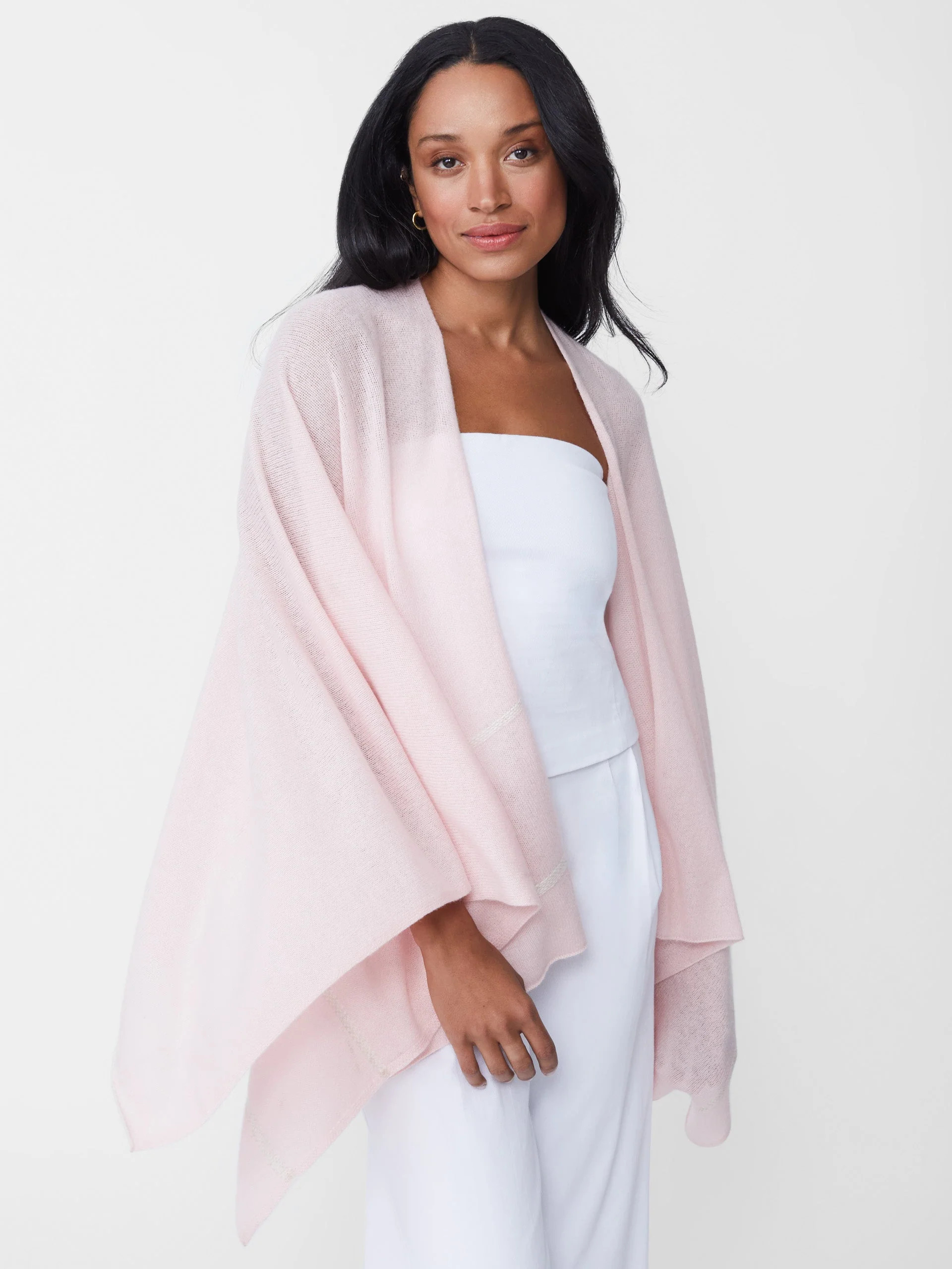 Pink Color Block Harriet Cashmere Wrap | Women's Ponchos & Wraps  | J.McLaughlin | J.McLaughlin