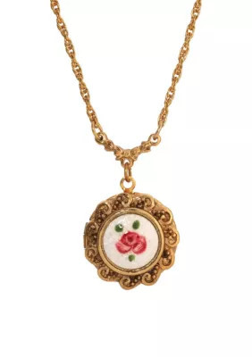 1928 Jewelry Round Rose Locket Necklace 16" Adj | Belk