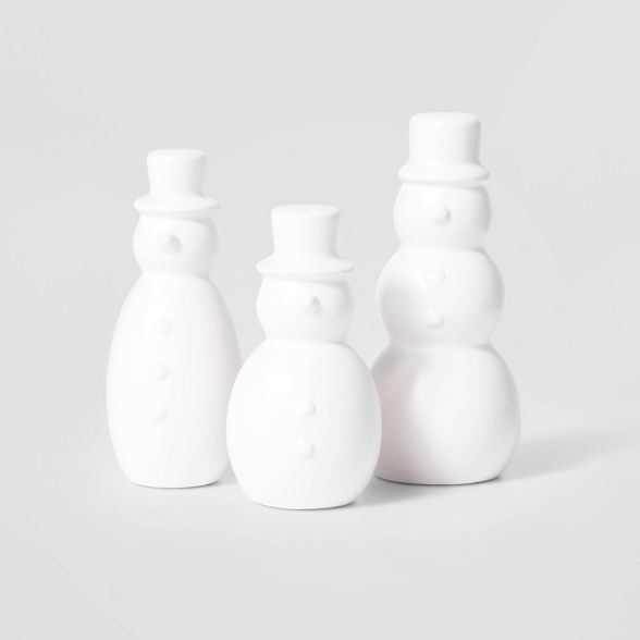 3pk Ceramic Snowman Decorative Figurine Set - Wondershop&#8482; | Target