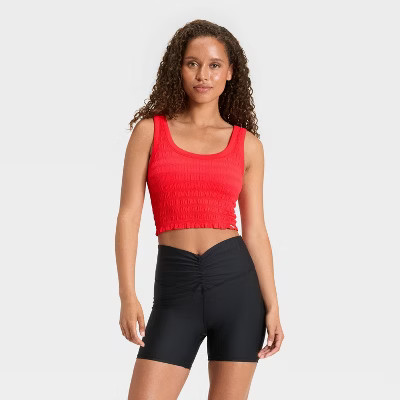 Women's Smocked Support Cropped Tank Top - JoyLab™ | Target
