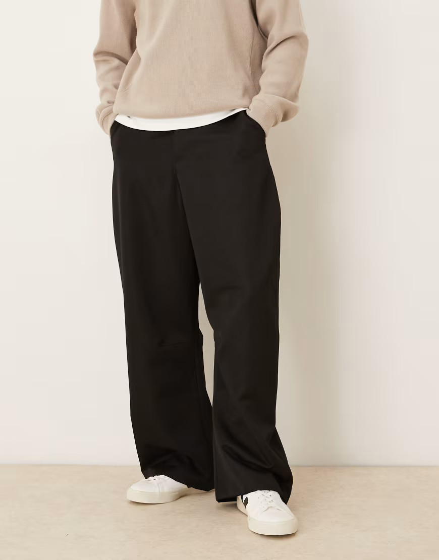 ASOS DESIGN smart barrel leg trousers in black | ASOS (Global)