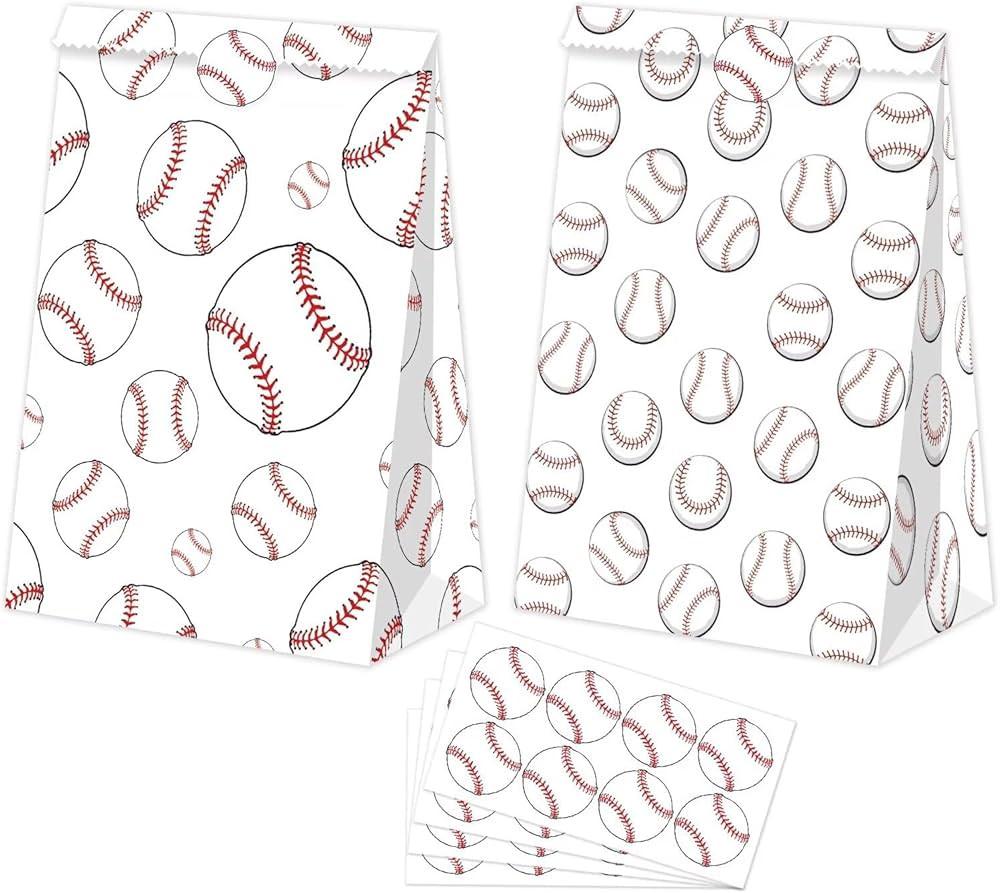 24 PCS Baseball Gift Bags for Party Decorations - Baseball Goodie Bags with Snack & Candy for Kid... | Amazon (US)