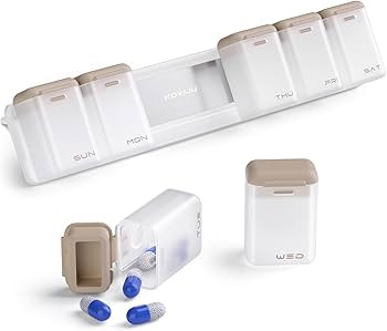 Weekly Pill Organizer Magnetic, Removable Pill Box 7 Day 1 Time a Day, Large Pill Case Travel, We... | Amazon (US)