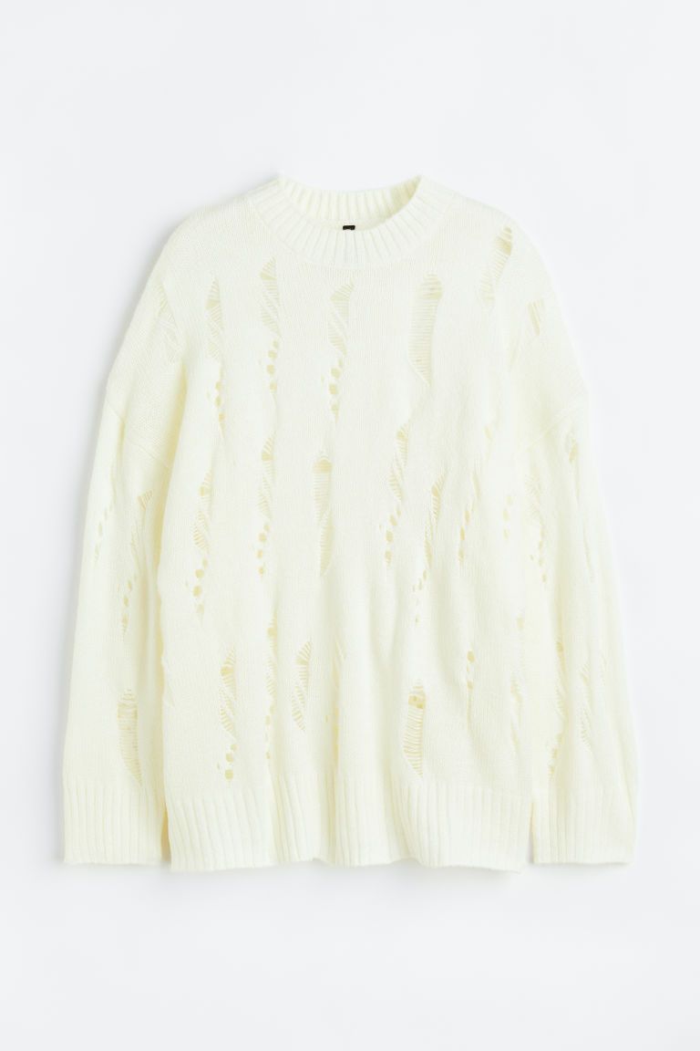 H & M - Trashed Sweater - White | H&M (US + CA)