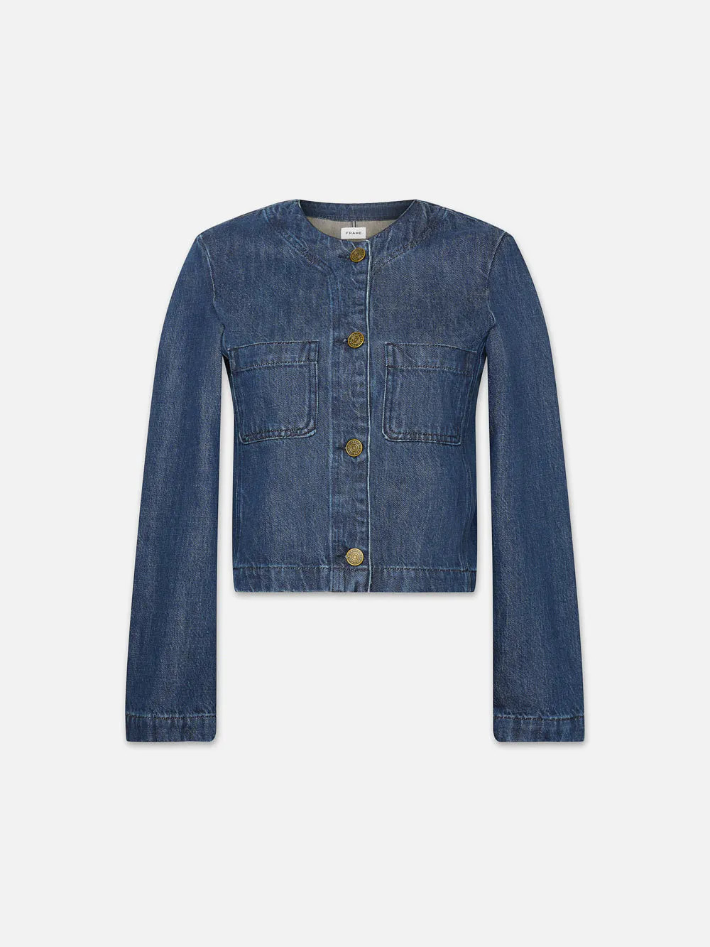 Collarless Button Front Jacket  in  Cleopatra | Frame Denim