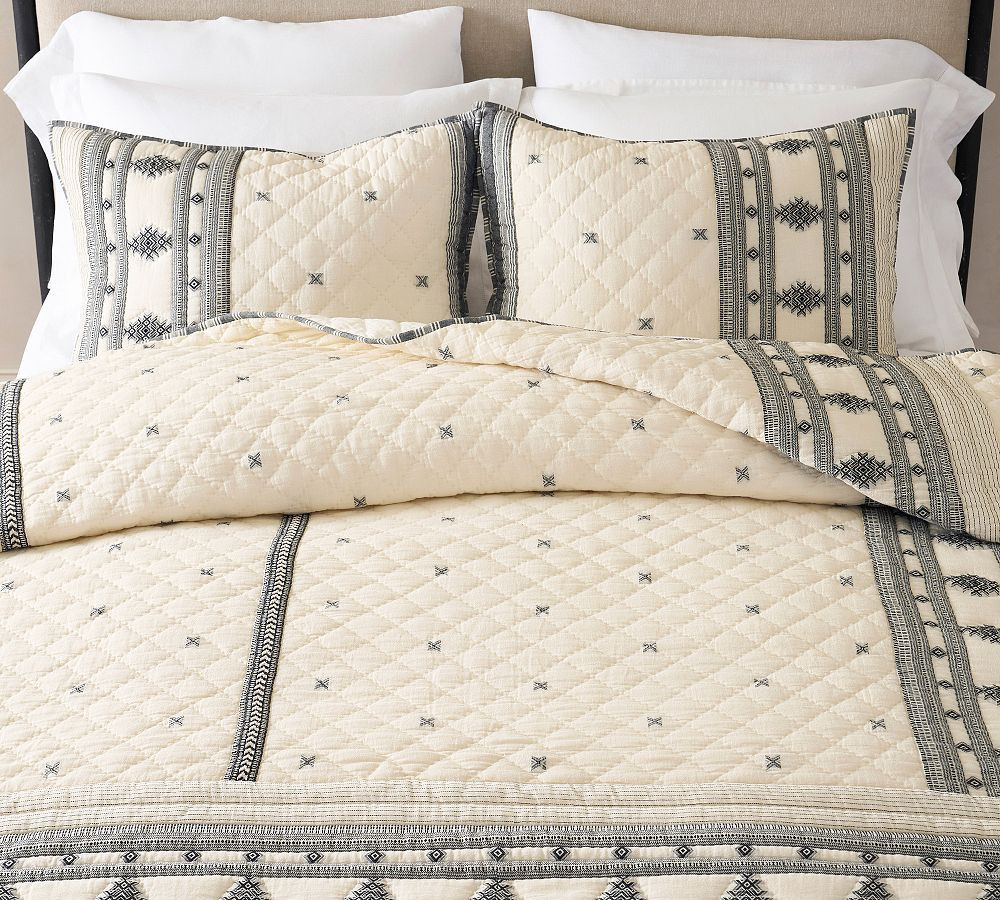 Dakota Quilt, Parchment/Black, Full/Queen | Pottery Barn (US)