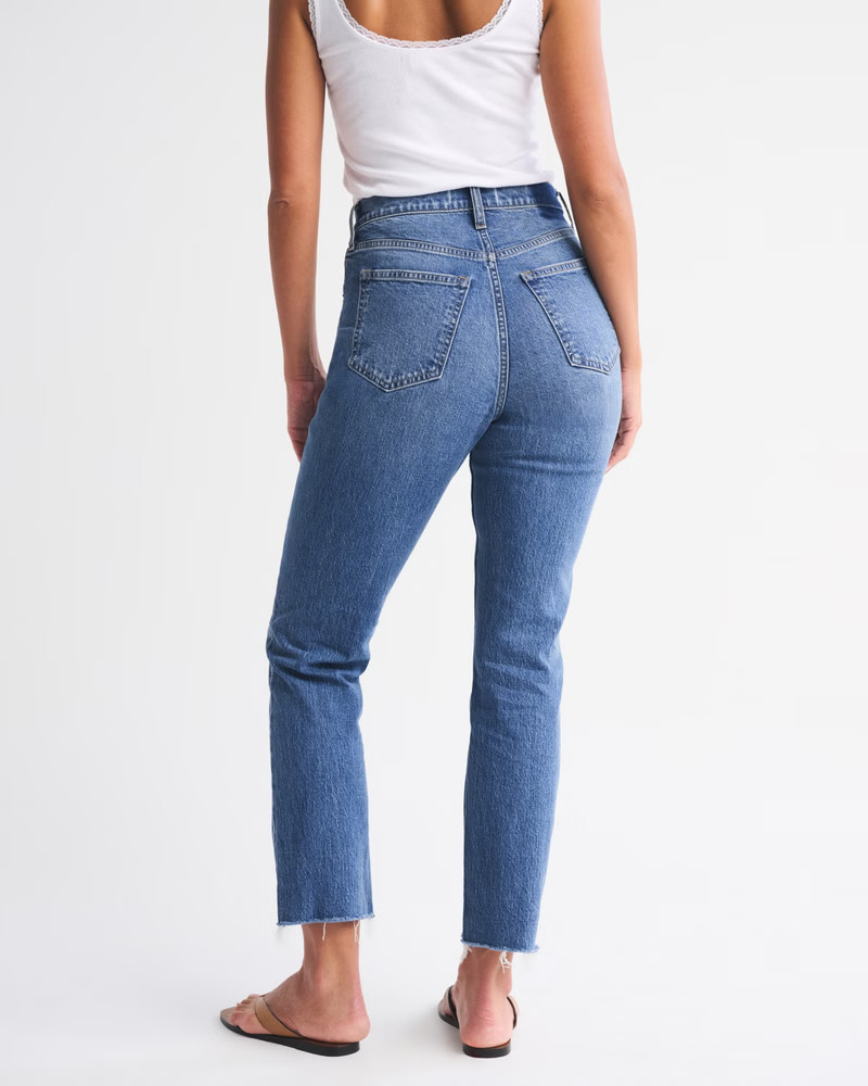 Curve Love Ultra High Rise Ankle Straight Jean | Abercrombie & Fitch (US)