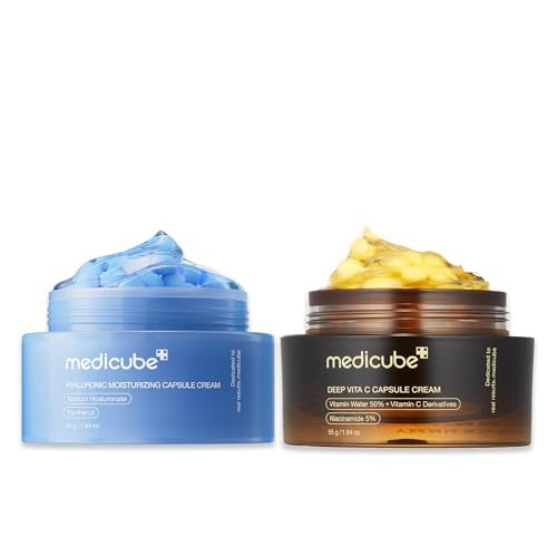 medicube Daily Hydration Capsule Duo: Hyaluronic Acid Cream and Deep Vitamin C Capsule Cream | Radiance Boosting and Soothing Daily Moisturizer Set for Balanced, Hydrated, and Healthy Skin | Amazon (US)