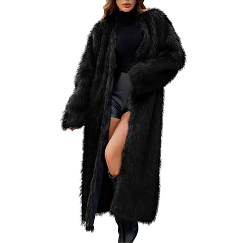 GOHRSHA faux fur jacket shaggy jackets for women faux shearling coat women fleece jacket women Cute Winter Coats for Women Fashion Faux Fur Long Overcoat Open Front Warm Long Cardigan Fuzzy Outwear | Amazon (US)