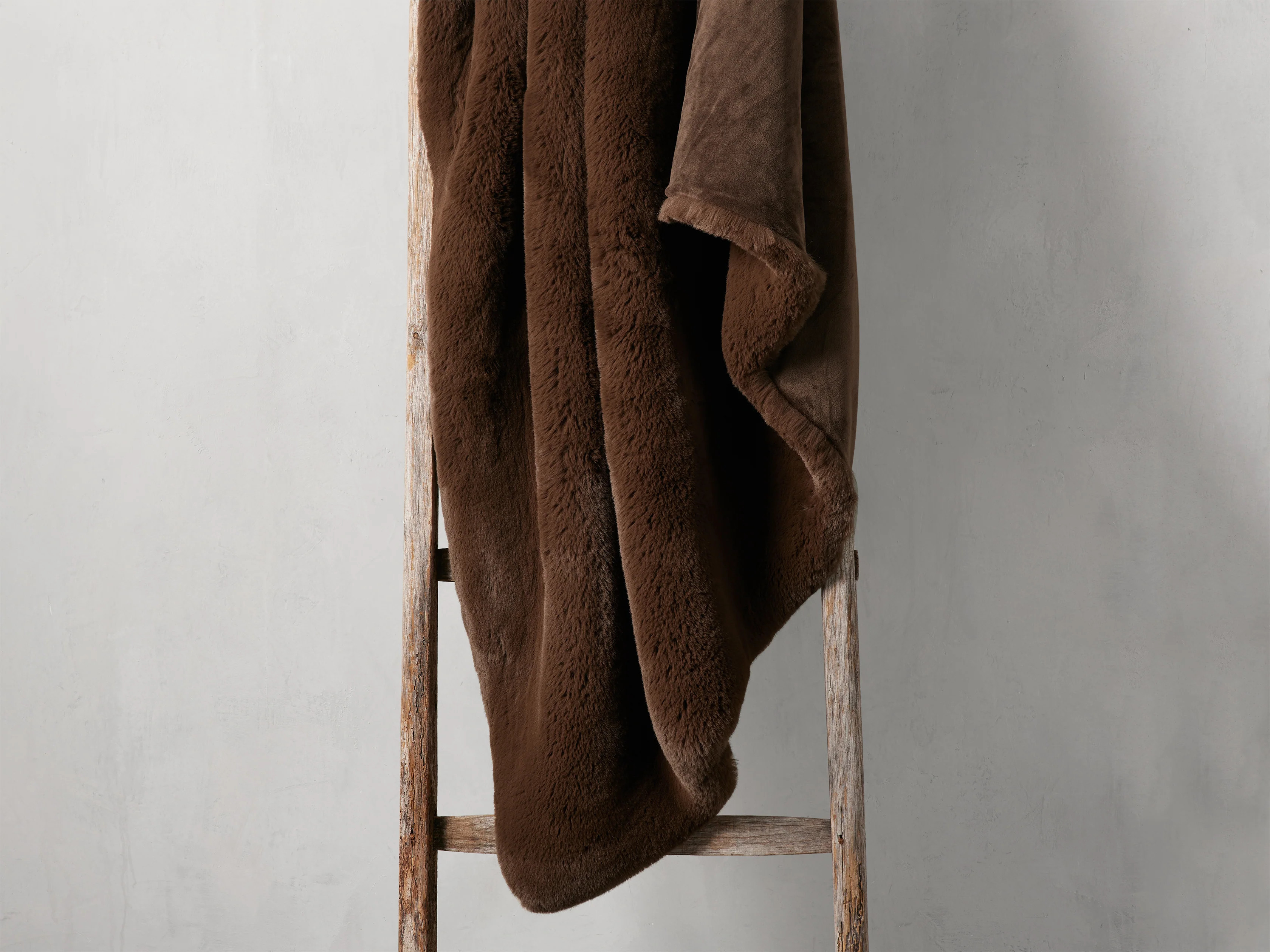 Faux Fur Oversized Rabbit Throw in Brown | Arhaus
