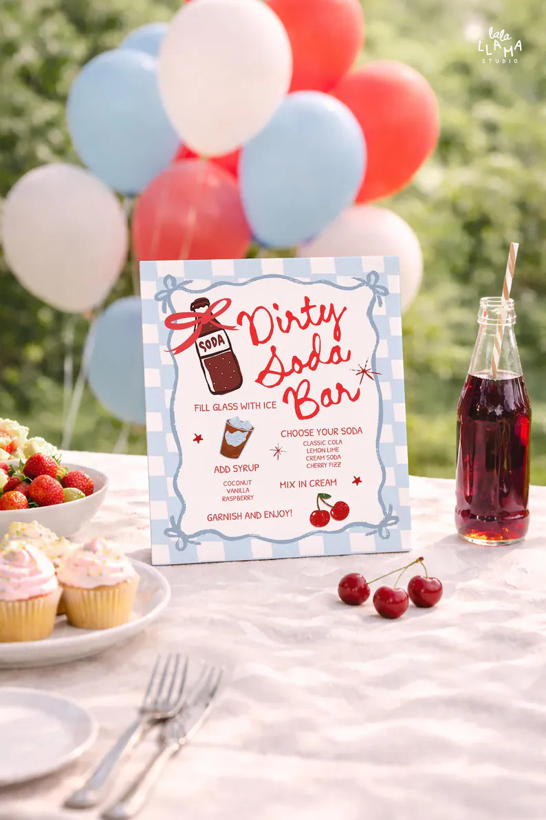 Dirty Soda Bar Sign: She's Ready to Pop Blue Check (Editable Canva Template 864) | Etsy (Global)