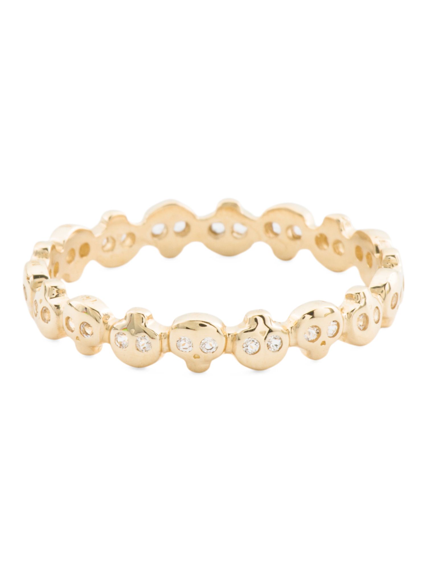 14k Gold White Topaz Eternity Skulls Ring | TJ Maxx