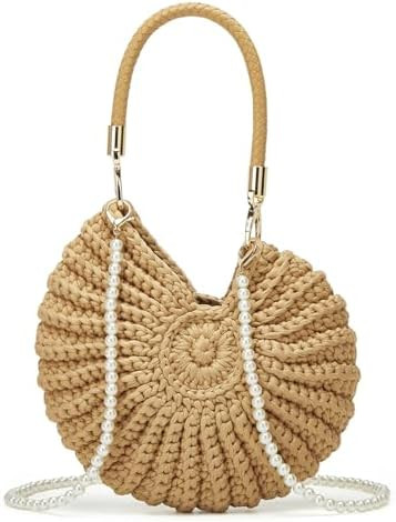 Handwoven Seashell Hobo Bags Women Crochet Summer Beach Bag Boho Knitted Evening Clutch Purses Ho... | Amazon (US)