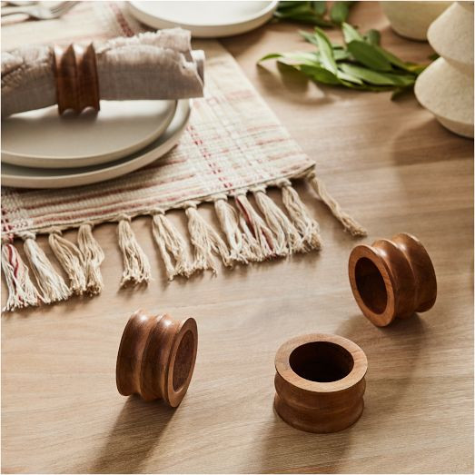 Grooved Wood Napkin Ring Sets | West Elm (US)