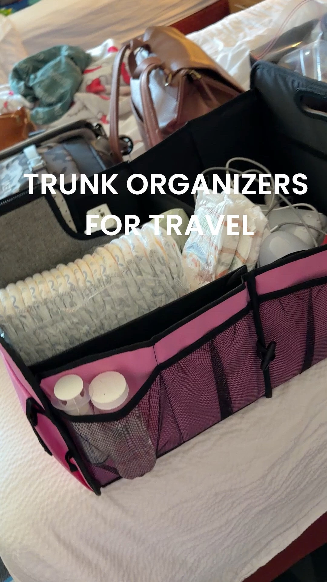 These trunk organizers are amazing for travel!!! So helpful for keeping things organized in categories especially for medical equipment/ special needs moms. One from Walmart one from Amazon, both great - love all the side pockets too 

#ltktravel