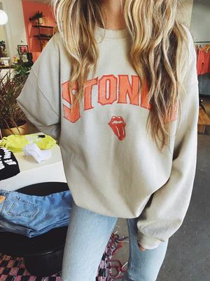 Rolling Stones Arch Sand Thrifted Sweatshirt | Ascot + Hart