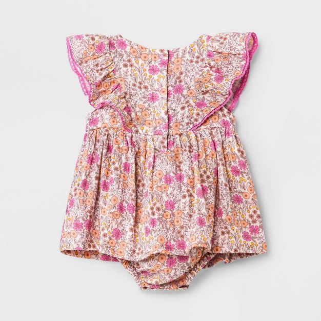 Baby Girls' Floral Sunsuit - Cat & Jack™ Peach Orange | Target