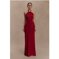 Elyna Slinky Halter Maxi Dress / Deep Red | MESHKI | XS | MESHKI US