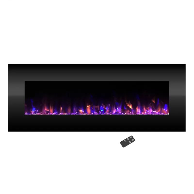 Quevedo 54'' W Surface Wall Mounted Electric Fireplace | Wayfair North America