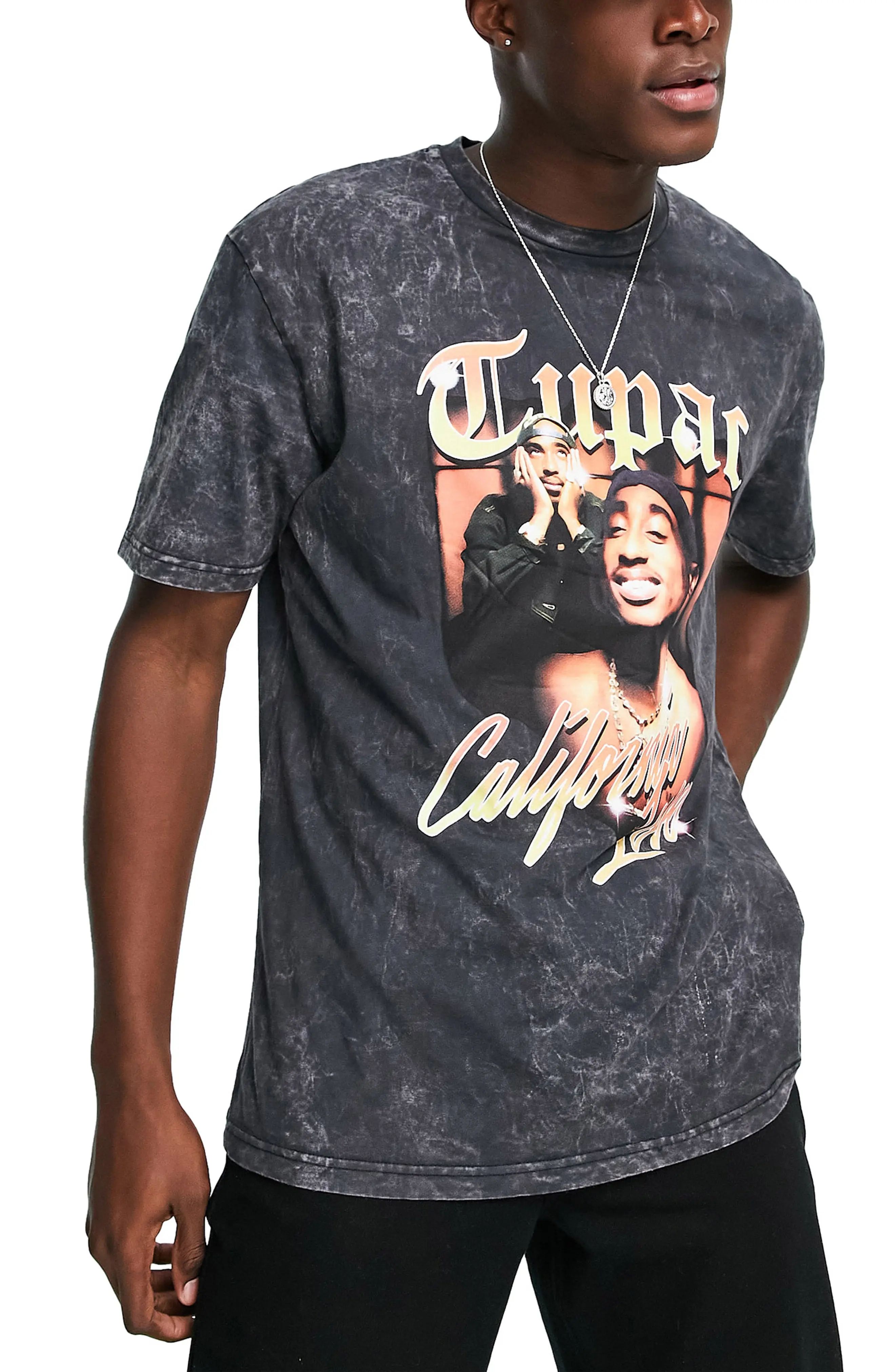 Topman Tupac California Graphic Tee in Washed Black at Nordstrom, Size X-Small | Nordstrom