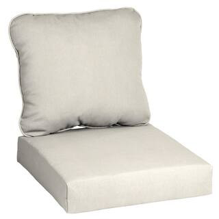 24 in. x 24 in. CushionGuard Two Piece Deep Seating Outdoor Lounge Chair Cushion in Almond Biscot... | The Home Depot