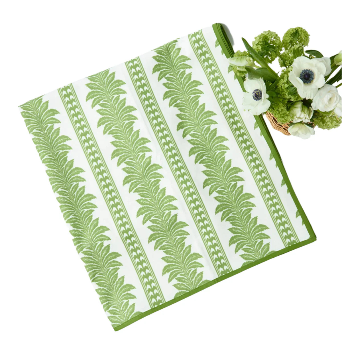 Green Fern Stripe Tablecloth | Over The Moon