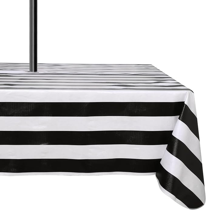 Lushvida 100% PVC Outdoor Tablecloth with Umbrella Hole, Waterproof & Stain Resistant Vinyl Table... | Amazon (US)