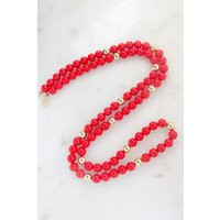 Vintage Red Bead Necklace | Etsy (US)