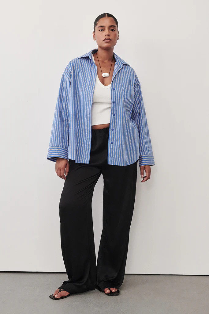 MISHA AZURE BLUE STRIPE SHIRT | DISSH