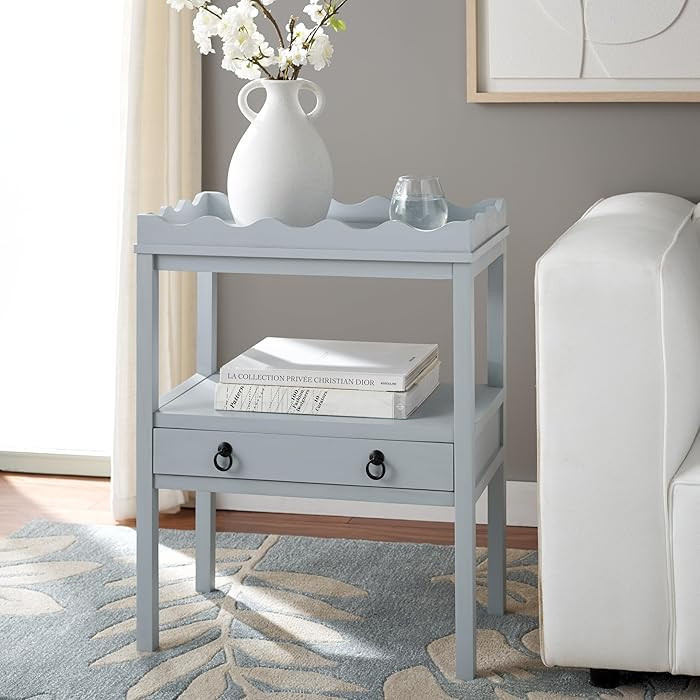 SAFAVIEH Home Collection Darlyn Winter Sky 1-Drawer Rectangle Accent Table | Amazon (US)