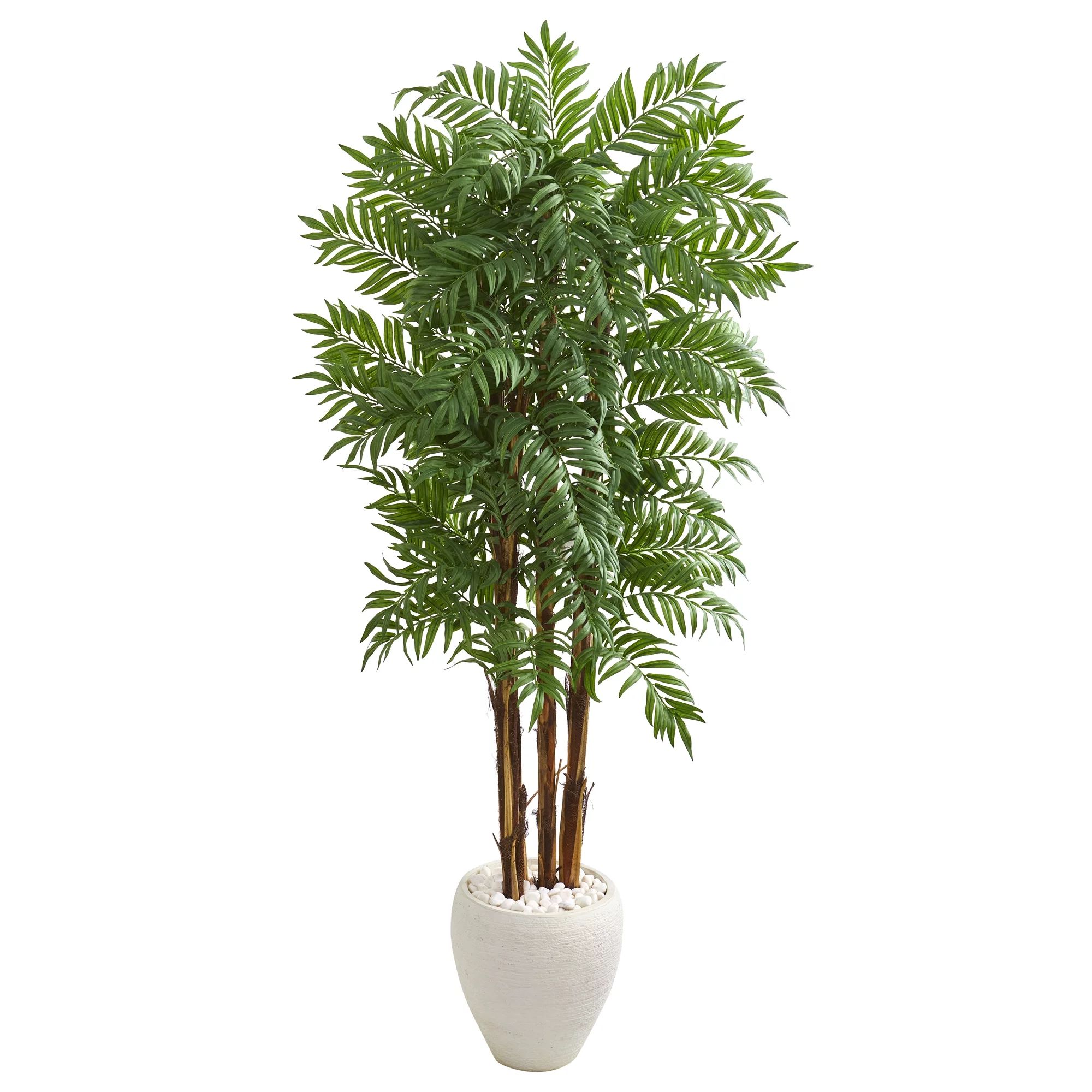 Nearly Natural 6ft. Parlour Artificial Palm Tree in White Planter, Green - Walmart.com | Walmart (US)